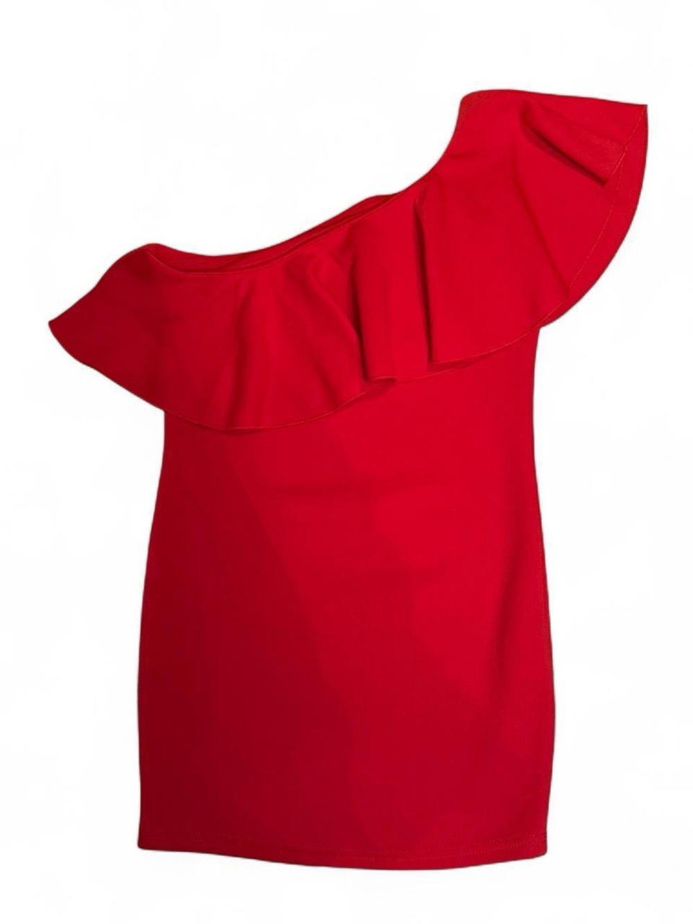Red One-Shoulder Ruffle Top